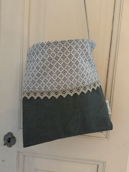 Wäscheklammersack tannengrün-weiss graugrüne Ornamente