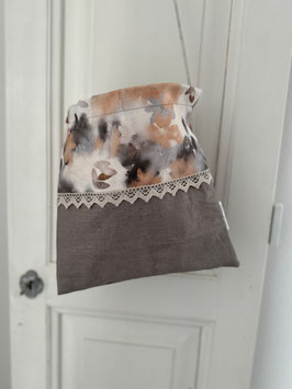 Wäscheklammersack taupe-hellbeige mit Blättermuster