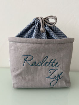 Gschwelltichörbli grau - blaugrau mit weissen Kreisen