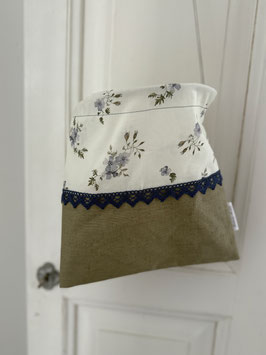 Wäscheklammersack olive-vanille mit Blumenmuster