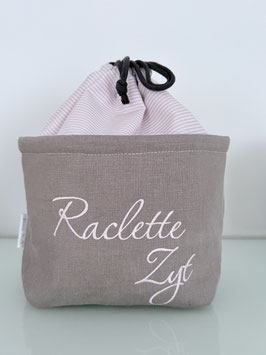 Gschwelltichörbli taupe-weiss/blassrosa gestreift