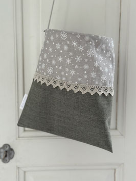 Wäscheklammersack Olive-graubeige mit Schneeflocken