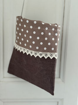 Wäscheklammersack braun-hellbraun mit Punkten