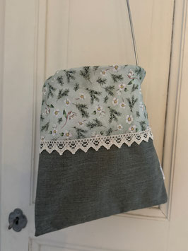 Wäscheklammersack Olive-blassgrün mit Christrosen