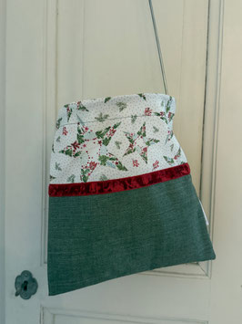 Wäscheklammersack Olive-weiss Weihnachststernenmotive