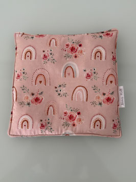 Kirschsteinkissen mittel altrosa mit Regenbogenmotiv