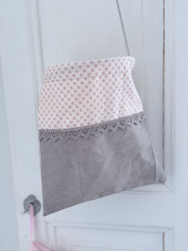 Wäscheklammersack taupe-blasses altrosa mit Sternen