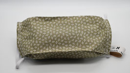 Maske Gr. M Olivbeige mit kleinen weißen Blüten