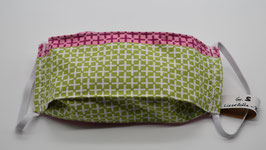 Maske Gr. S Grün und Pink mit weißen Kreuzen