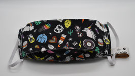 Maske Gr. S Schwarz mit Rainbowstuff