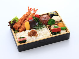 海老フライと煮込みハンバーグ弁当