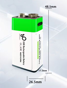 9V wiederaufladbare Lithium-Ionen-Baterie