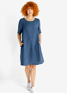 Kurzarmkleid Leinen uni | HEIDEKÖNIGIN
