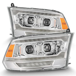 Alpharex Voll-LED Scheinwerfer für Dodge RAM Gen. 4 ab 2009 und Classic-Modelle inkl. TÜV-Gutachten (neues Design, komplett Chrom)
