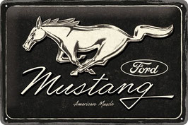 "Ford Mustang Black Horse Logo" Blechschild