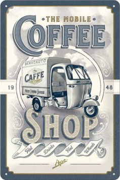"Ape The Mobile Coffee Shop" Blechschild
