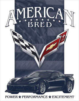 "Chevrolet Corvette American Bred" Blechschild