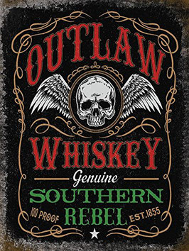 "Outlaw Whiskey" Blechschild