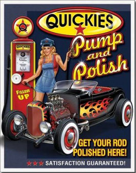 "Quickies Pump And Polish Pin Up Girl" Blechschild