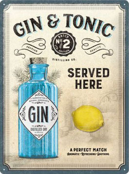 "Gin & Tonic Served Here" Blechschild