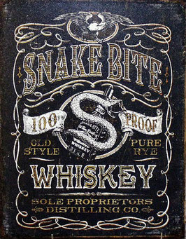 "Snake Bite Whiskey" Blechschild