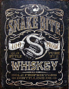 "Snake Bite Whiskey" Blechschild