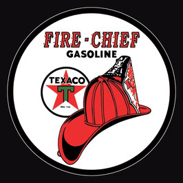"Texaco Gasoline Fire Chief" Blechschild Rund