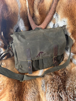 Messenger Bag aus gewachster Baumwolle mit Echtlederbesätzen