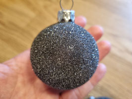 FLOHMARKT | 3 Weihnachtskugeln in schwarz mit Silberglitzer | NEU