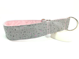 Sofortkauf-Zugstopp-Halsband "Pünktchen-grau-pink"
