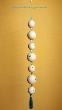 Pendel Blau-Türkis mit 7 Buchenholzkugeln - Länge der Objekte inkl. Quaste mind. 50 cm