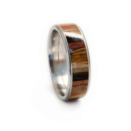 Edelstahlring mit buntem Holz-Inlay | Breite 7mm