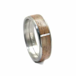 Edelstahlring mit Holz & Alu-Querlinie | Breite 7mm