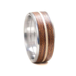 Edelstahlring mit Holz + umlaufendes Ahorn-Inlay | Breite 9mm