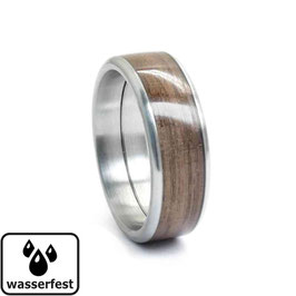Edelstahlring + Holz-Inlay + Beschichtung | Breite 7mm |