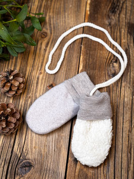 Baby Fleecefäustlinge mit Teddyfutter aus Bio Baumwolle beige
