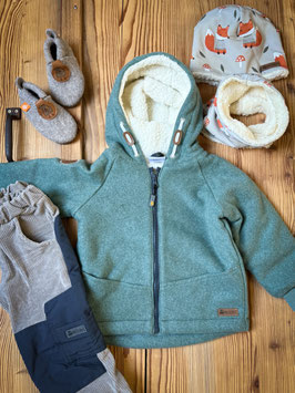 Fleecejacke mit Teddyfutter tannengrün mit Taschen
