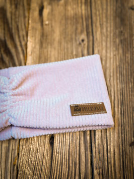 Stirnband mit Raffung aus Jerseycord in zartrosa