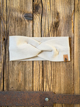 Knotenstirnband aus Rippjersey in beige