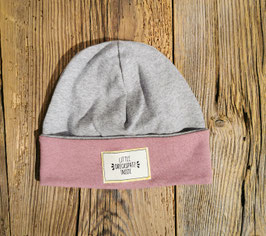 Hipster Beanie hellgrau rosa