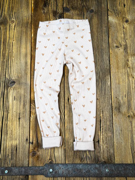 Leggins aus Ripp Jersey in rosa mit Herzchen