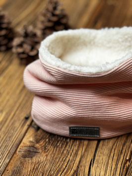 Loop mit Teddyfutter aus Rippjersey in rosa