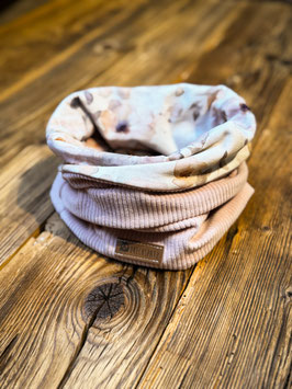 Jersey-Cord Loop in rosa mit Aquarellblumen
