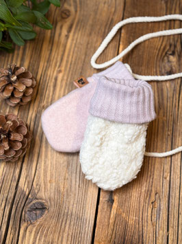 Baby Fleecefäustlinge mit Teddyfutter aus Bio Baumwolle rosa