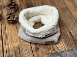 Loop mit Teddyfutter aus Rippjersey in beige