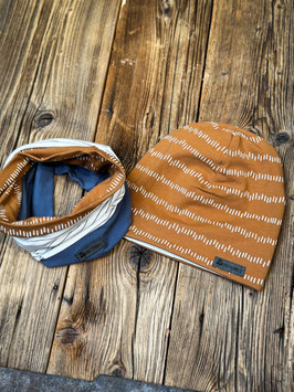 Set aus Mütze und camel blau Traktor