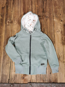 Baumwollfleecejacke mint/weiß Aquarellblümen