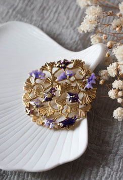 BROCHE CERCLE DE GINKGOS - Nuance de violet