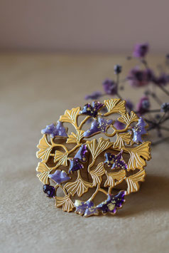 BROCHE CERCLE DE GINKGOS - Nuance de violet