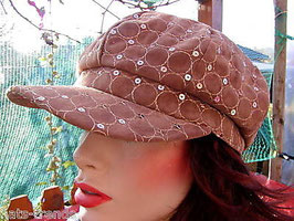 Damenmütze Schirmmütze Beigebraun Samtartig Mütze Cap Hut (11)